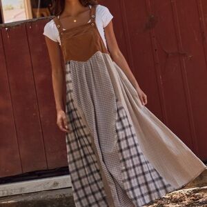 Chic Plaid and Solid Maxi Dress cottagecore Oddi patchwork dress size 3x